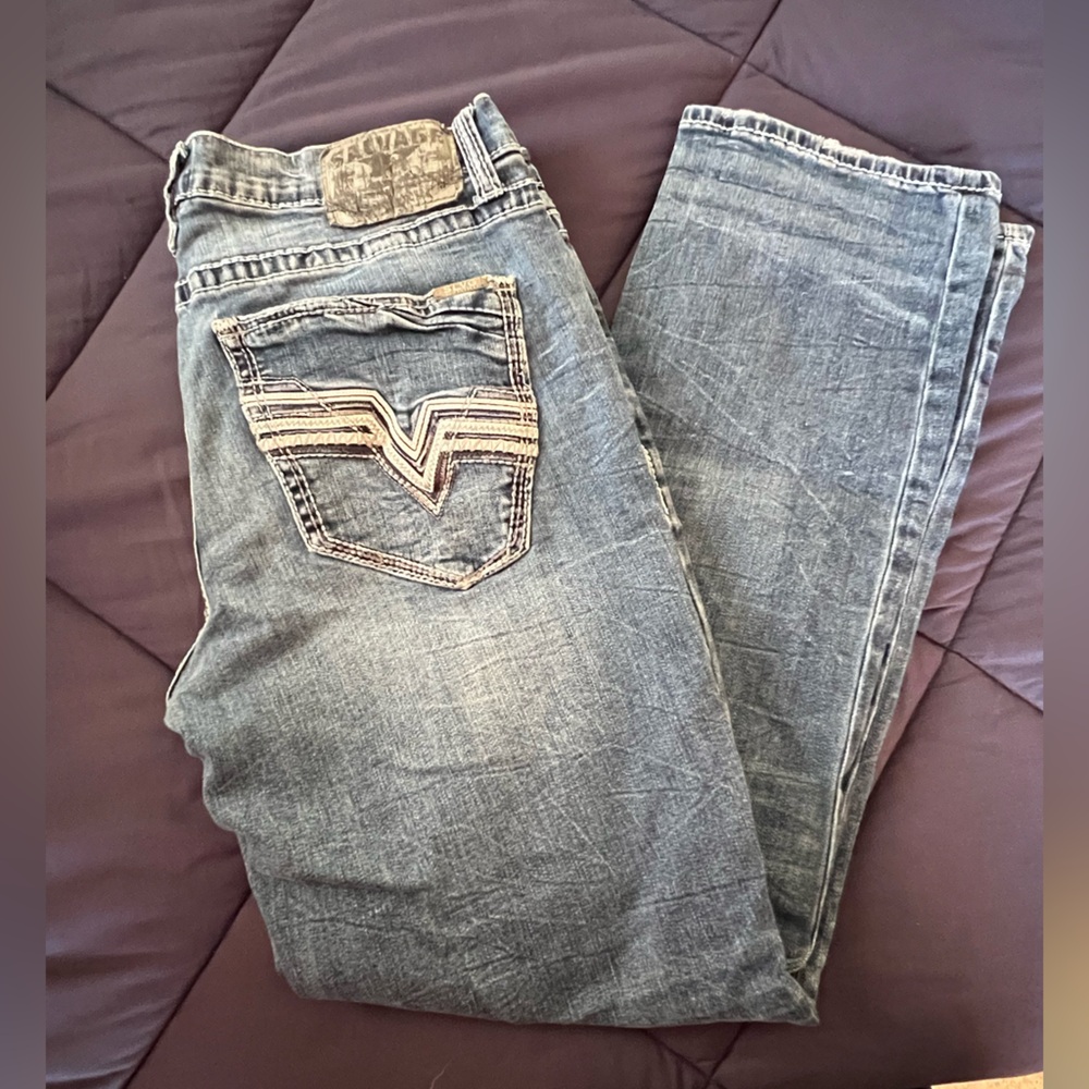 Buckle Men's Denim Straight Jeans with Stitch Detail